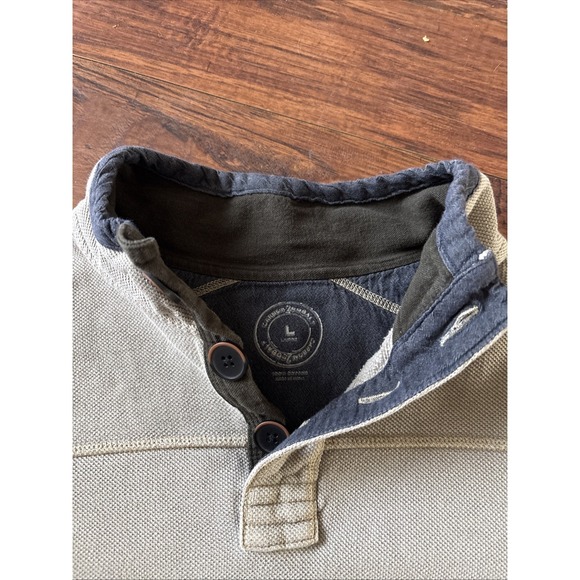 Carbon 2 Cobalt 9 Yards Textured Henley Pullover Sweatshirt Mens sz Large - Picture 2 of 10